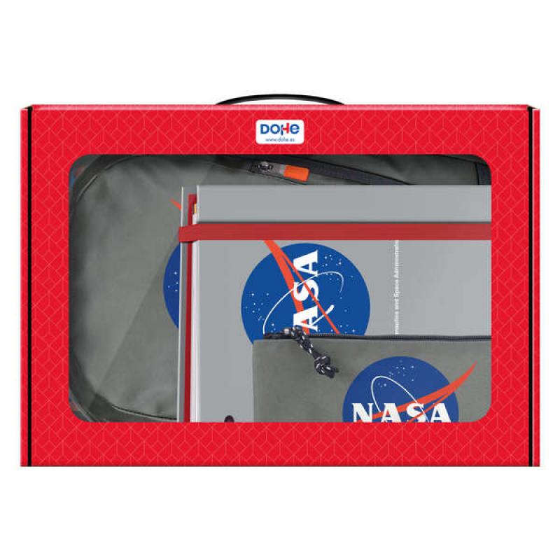 Dohe Pack Mochila, Carpeta y Portatodo Nasa grey - Maletin Regalo 365x515x105mm - Carpeta A4 Recambio, Mochila 3 Compartimentos 