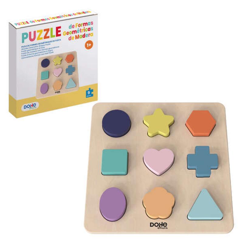 Dohe Juego Educativo de Formas Geometricas de Madera - Bordes Redondos - Tacto Suave - Colores Llamativos - Estimula la Coordina