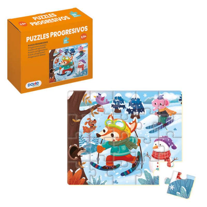 Dohe Puzzle Educativo para Niños - 20 Piezas - Doble Capa de Carton y Contrachapado - Estimula la Imaginacion y el Razonamiento 