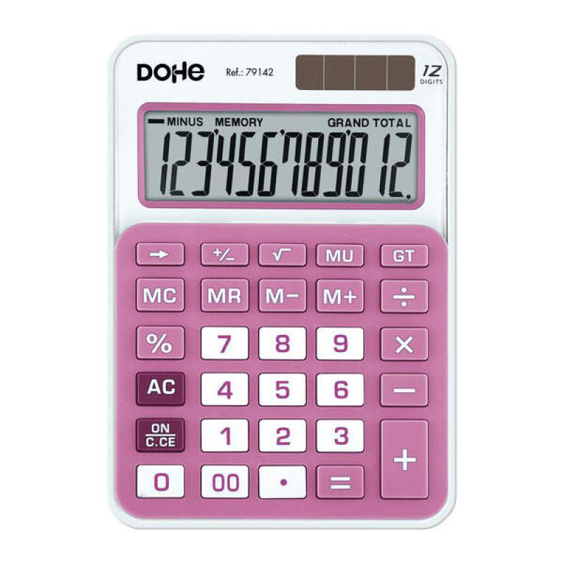 Dohe Calculadora Electronica de 12 Digitos - Alimentacion Solar y a Pilas - 4 Teclas de Memoria - Apagado Automatico - Teclas de