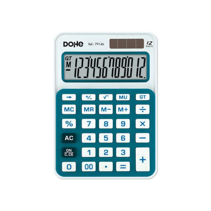 Dohe Calculadora Electronica de 12 Digitos - Alimentacion Solar y a Pilas - 4 Teclas de Memoria - Apagado Automatico - Teclas de