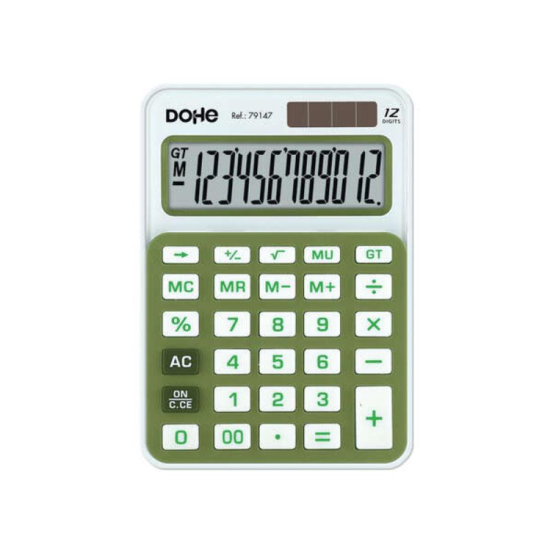 Dohe Calculadora Electronica de 12 Digitos - Alimentacion Solar y a Pilas - 4 Teclas de Memoria - Apagado Automatico - Teclas de