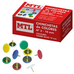Dohe Caja de 100 Chinchetas de Colores Surtidos del Nº2 - Fabricadas con Materiales de Gran Resistencia y Calidad