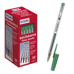 Dohe Boligrafos de Tinta a Base de Aceite - Punta de Bola Metalica de 1mm - Trazo de 0.4mm - Cuerpo Transparente con Capucha Ven