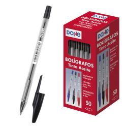 Dohe Boligrafos de Tinta a Base de Aceite - Punta de Bola Metalica de 1mm - Trazo de 0.4mm - Cuerpo Transparente y Capucha Venti