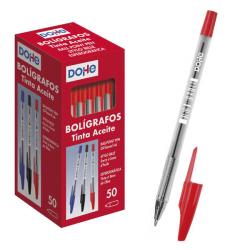 Dohe Boligrafos de Tinta a Base de Aceite - Punta de Bola Metalica de 1mm - Trazo de 0.4mm - Cuerpo Transparente y Capucha Venti