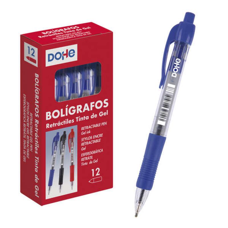 Dohe Boligrafos Retractiles de Tinta de Gel Permanente - Punta Bola de 0.7mm - Trazo de 0.4mm - Resistente al Agua - Cuerpo de P