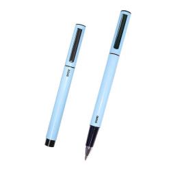 Dohe Boligrafos Elegantes de Metal Ligero - Cuerpo Ovalado Azul Ergonomico - Capucha con Clip - Fabricados en Aluminio - Tinta A