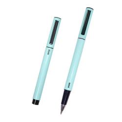 Dohe Boligrafos Elegantes de Aluminio - Cuerpo Ovalado en Verde - Ligeros y Ergonomicos - Capucha con Clip - Tinta Azul