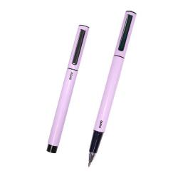 Dohe Boligrafos Elegantes de Metal Ligero - Cuerpo Ovalado Morado Ergonomico - Capucha con Clip - Fabricados en Aluminio - Tinta