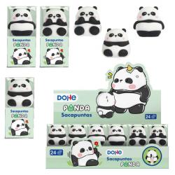 Dohe Expositor de 24 Afilalapices Panda - Fabricado en Plastico - Recubrimiento de PVC - Cuchilla de Acero - Presentacion en Caj