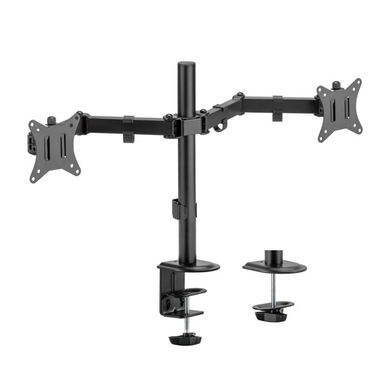 Aisens Soporte de Mesa ECO Giratorio e Inclinable para Monitor/TV 9kg (3 Pivotes - 2 Brazos) de 17-32 - Color Negro