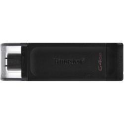 Kingston DataTraveler 70 Memoria USB Tipo C 64GB - USB-C 3.2 Gen 1 - Con Tapa - Color Negro (Pendrive)