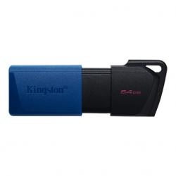Kingston DataTraveler Exodia M Memoria USB 64GB - USB 3.2 Gen 1 - Capuchon Movil - Enganche para Llavero - Color Negro/Azul (Pen