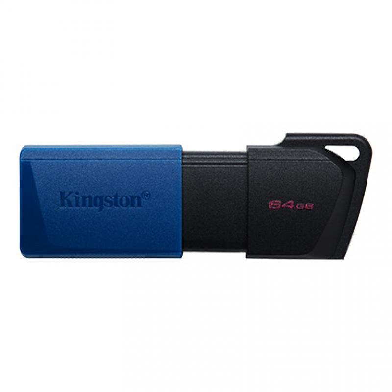 Kingston DataTraveler Exodia M Memoria USB 64GB - USB 3.2 Gen 1 - Capuchon Movil - Enganche para Llavero - Color Negro/Azul (Pen