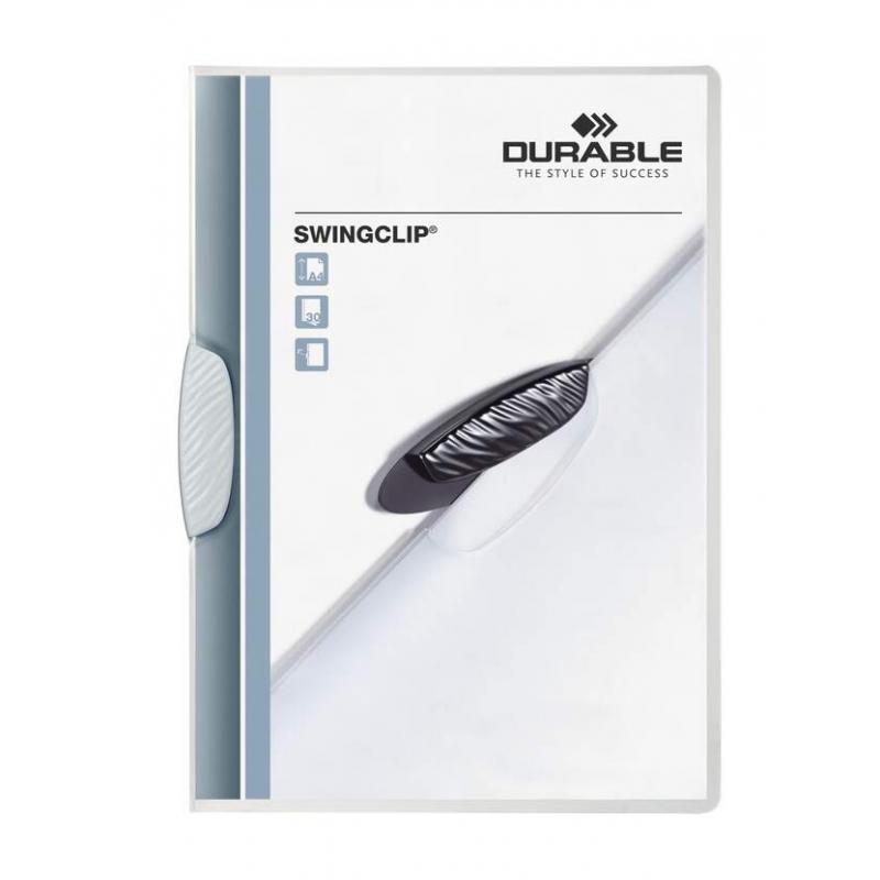 Durable Swingclip 30 Carpeta de Plastico con Pinza Giratoria - Tamaño A4 - Capacidad hasta 30 Hojas - Pinza de Color Blanco