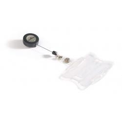 Durable Identificador con Cordon Extensible para 1 Tarjeta - Yoyo con Clip Metalico - Para Identificacion de Empresa/Acreditacio