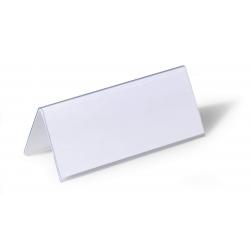 Durable Portanombres de Mesa con Forma de Tejado - Plastico - Incluye Etiquetas en Blanco - Tamaño de la Etiqueta 61/122x150mm