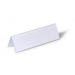 Durable Portanombres de Mesa con Forma de Tejado - Plastico - Incluye Etiquetas en Blanco - Tamaño de la Etiqueta 61/122x210mm