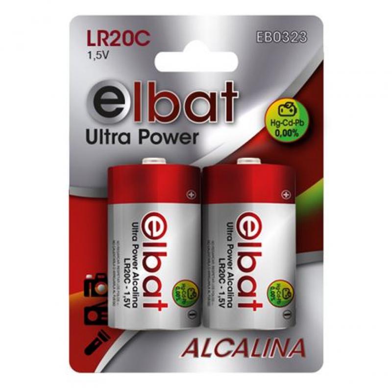 Elbat Pack de 2 Pilas Alcalinas LR20C