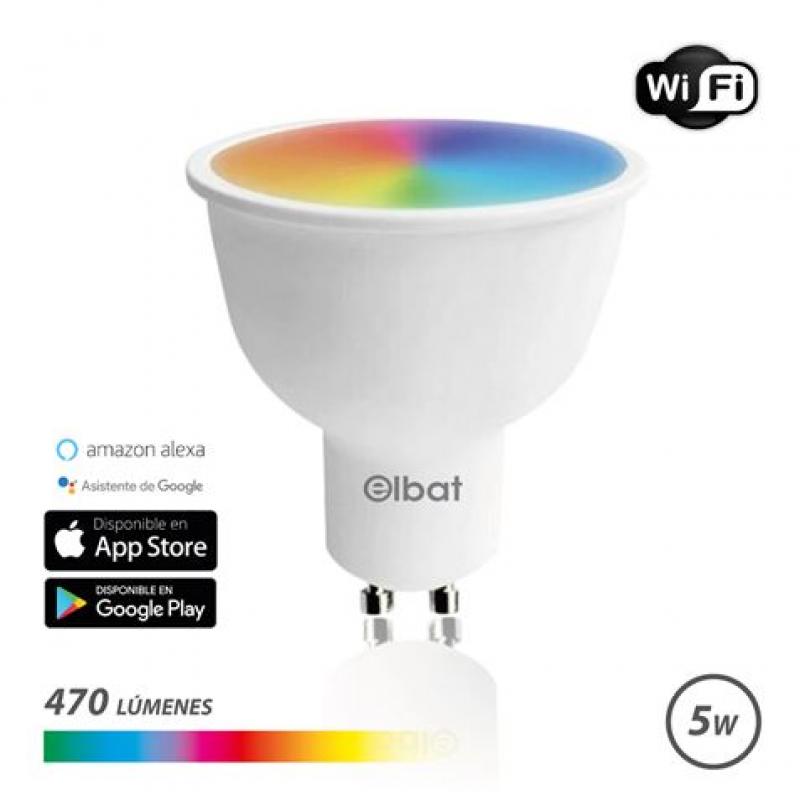 Elbat Bombilla LED Smart Wi-Fi GU10 5W 470lm RGB - Temperatura 2700K a los 6000K - Control de Voz - Control Remoto - 3 Modos de 