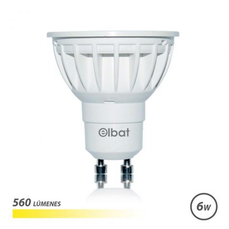 Elbat Bombilla LED GU10 6W 560LM Luz Calida - Ahorro de Energia - Larga Vida Util - Facil Instalacion - Color Blanco Calido