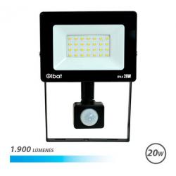 Elbat Foco LED con Sensor de Movimiento - Potencia: 20W - Lumenes: 1900 - Luz Fria 6.500K - Vida Util: 30.000 - 50.000 Horas - A