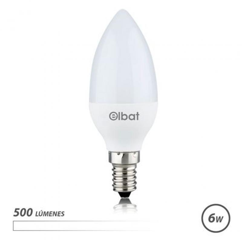 Elbat Bombilla LED - Potencia: 6W - Lumenes: 500 - Tipo de Luz: 4000K Luz Blanca - Casquillo: E14 - Angulo: 180º - Dimensiones: 