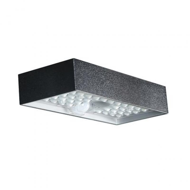 Elbat Lampara Solar LED - 230X97X42.7mm - 6W, 900 Lumenes - Luz Blanca 4000K - Sensor de Movimiento - Color Negro