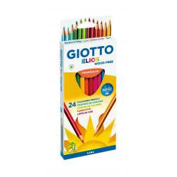 Giotto Elios Giant Wood Free Pack de 24 Lapices Triangulares de Colores - Sin Madera - Mina 5 mm - Colores Surtidos