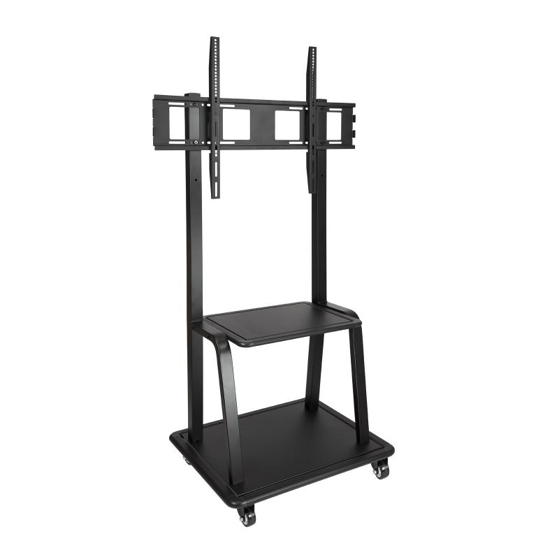 Tooq Soporte de Pantalla de Suelo con Ruedas 37"-100" - Bloqueo de Ruedas - Dos Estantes - Peso Max 150Kg - VESA 800X600mm - Col