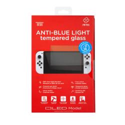 FR-TEC Cristal Templado Anti Luz Azul para Nintendo Switch Oled - Dureza H9 - Bloquea 98% Radiacion Azul - Adherencia sin Residu