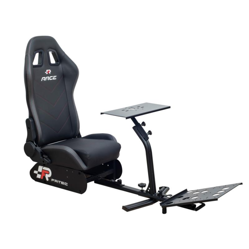 FR-TEC Asiento Simulador de Carreras Racing Seat Race - Asiento Tipo Baquet - Respaldo de 81cm - Inclinacion de Hasta 135° - Bas