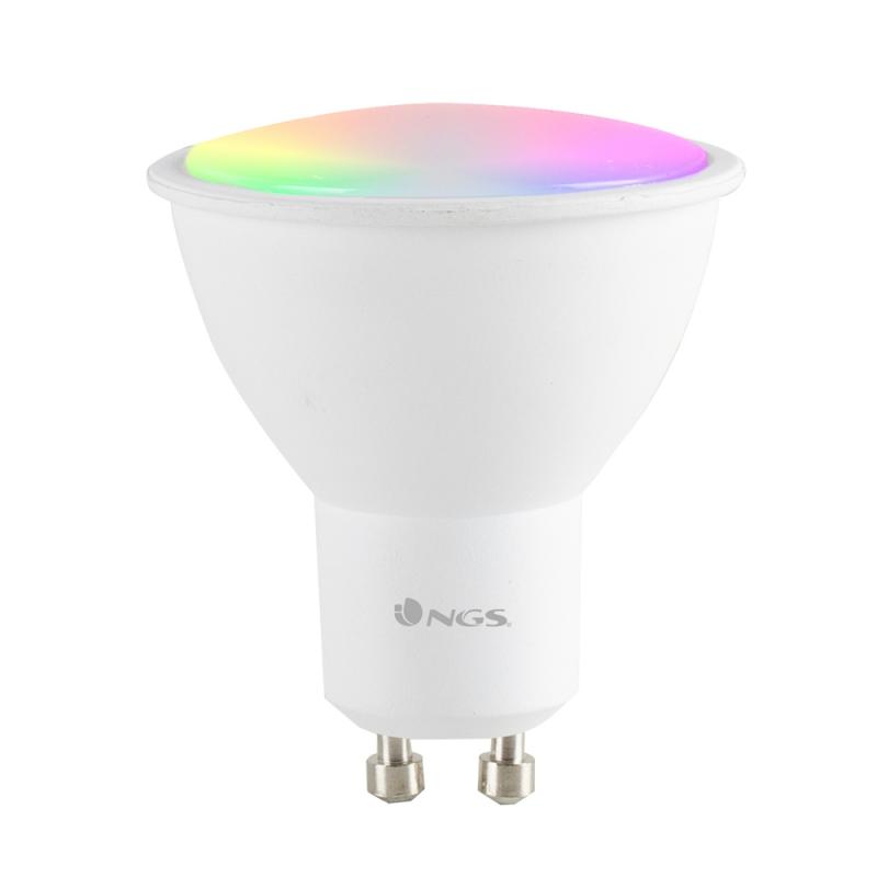 NGS Gleam 510c Bombilla LED GU10 5W Inteligente - WiFi - 430lm - Iluminacion RGB Regulable - Tecnologia Ecologica