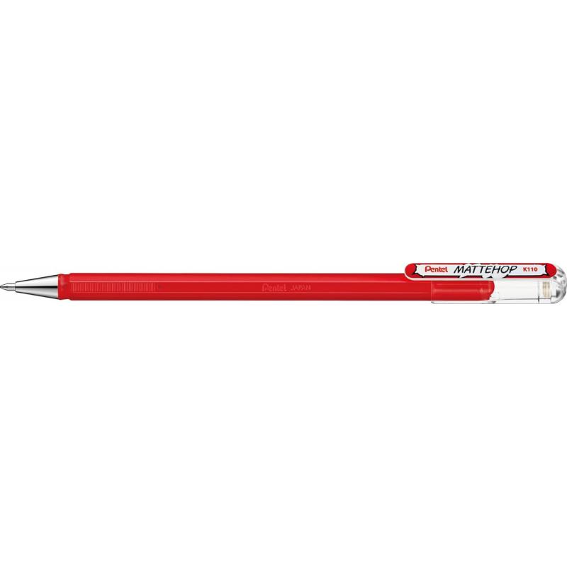 Pentel Mattehop Boligrafo de Bola - Punta 1mm - Trazo 0.5mm - Tinta de Gel Opaca - Fabricado con 55% de Materiales Reciclados - 