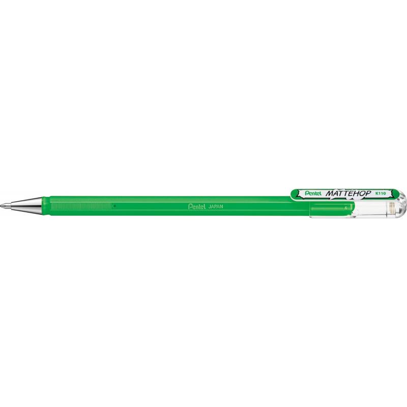 Pentel Mattehop Boligrafo de Bola - Punta 1mm - Trazo 0.5mm - Tinta de Gel Opaca - Fabricado con 55% de Materiales Reciclados - 