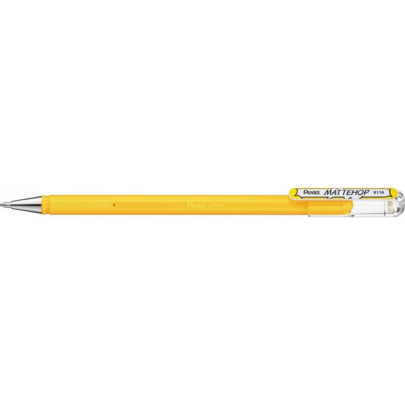 Pentel Mattehop Boligrafo de Bola - Punta 1mm - Trazo 0.5mm - Tinta de Gel Opaca - Fabricado con 55% de Materiales Reciclados - 