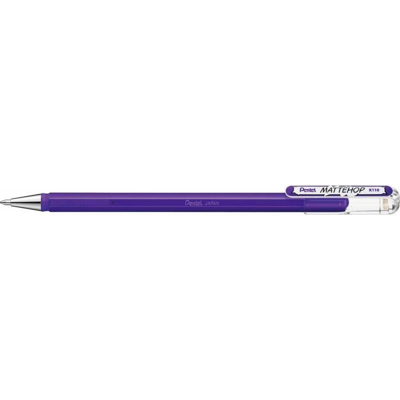 Pentel Mattehop Boligrafo de Bola - Punta 1mm - Trazo 0.5mm - Tinta de Gel Opaca - Fabricado con 55% de Materiales Reciclados - 