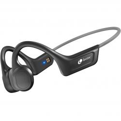 Leotec Run Pro Auriculares Deportivos de Conduccion Osea Bluetooth 5.3 - Bateria de 230mAh - Resistencia IPX7 - Color Negro/Gris