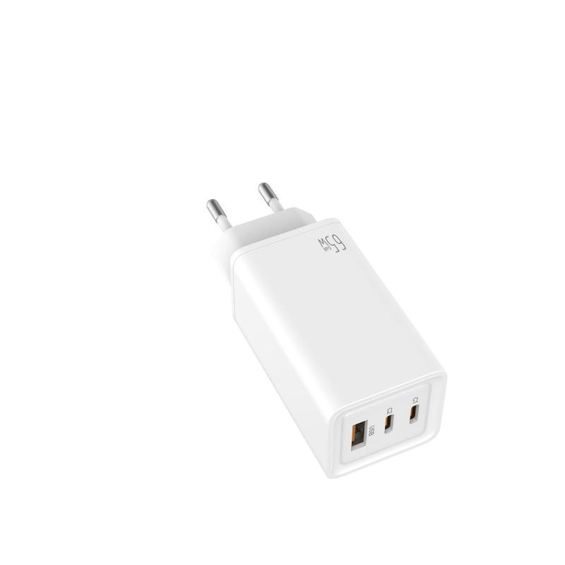 Leotec Cargador Universal Carga Rapida GaN 2 USB-C PD + 1 USB-A 65W