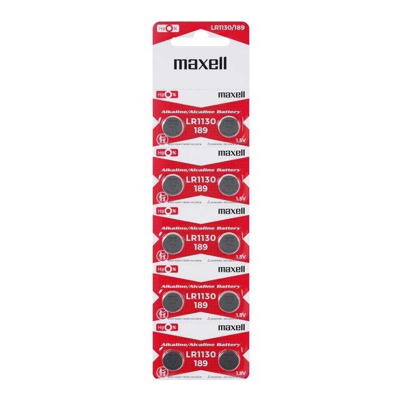 Maxell Pack de 10 Pilas Alcalinas de Boton LR1130 1.5V