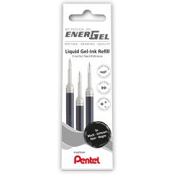 Pentel EnerGel X Pack de 3 Recambios para BL57, BL77, BL107, BL117, BL407, BL2007, BL2507 - Color Negro