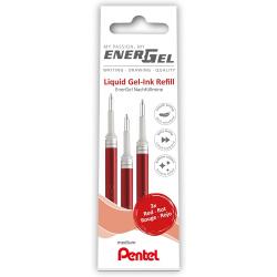 Pentel EnerGel X Pack de 3 Recambios para BL57, BL77, BL107, BL117, BL407, BL2007, BL2507 - Color Rojo
