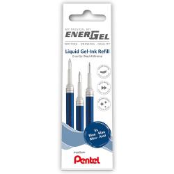 Pentel EnerGel X Pack de 3 Recambios para BL57, BL77, BL107, BL117, BL407, BL2007, BL2507 - Color Azul