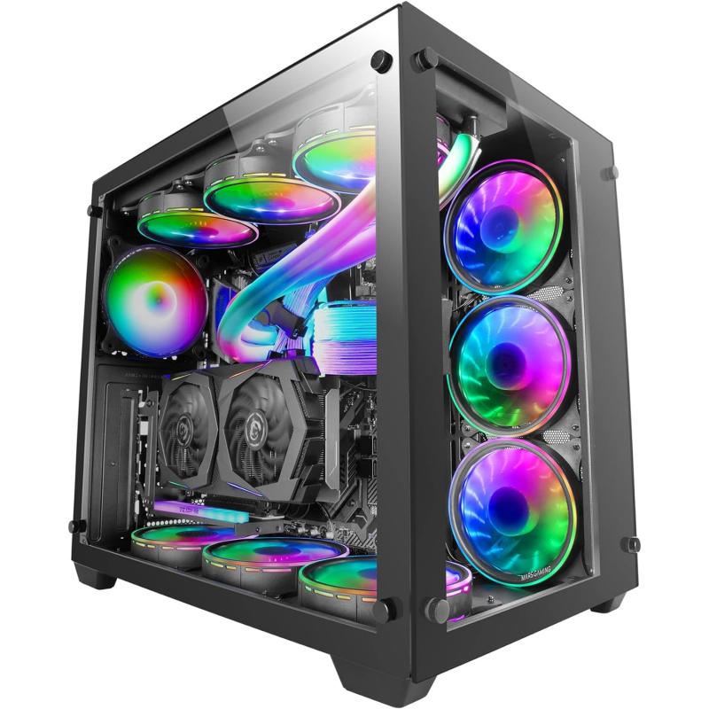 Mars Gaming MCV3 E-ATX Caja PC Tamaño XXL - Doble Ventana Cristal Templado - Capacidad Ampliada XXL - Estructura Modular Doble C