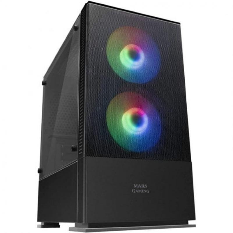 Mars Gaming MCZ Caja Minitorre Micro ATX, Mini-ITX - Panel Lateral Acrilico - Iluminacion RGB - Tamaño HDD 2.5", 3.5" - USB-A 3.