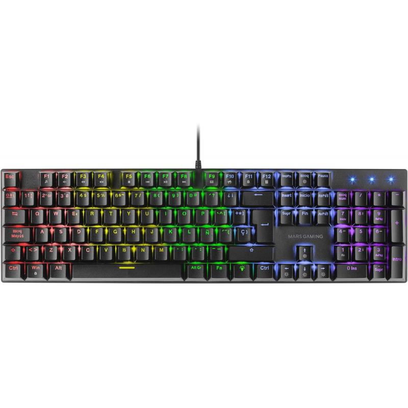 Mars Gaming Teclado Mecanico RGB MK422 - Tecnologia Antipolvo - Efectos de Iluminacion Rainbow - Teclas Ultra-resistentes - Func