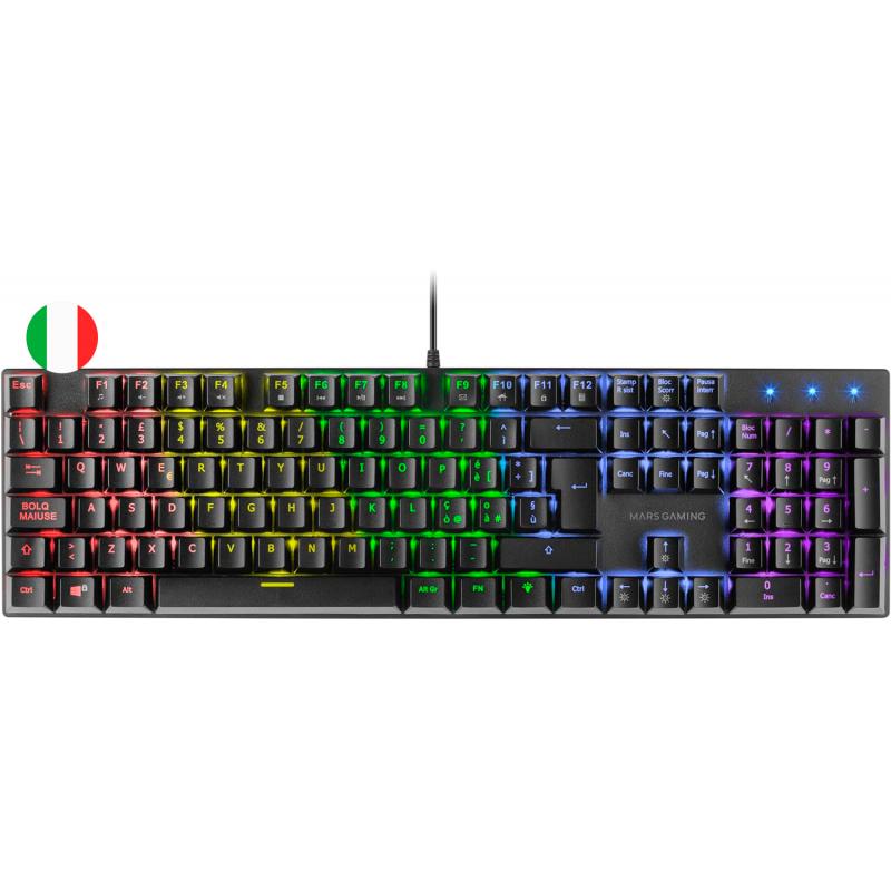 Mars Gaming Teclado Mecanico RGB MK422 - Tecnologia Antipolvo - Efectos de Iluminacion Rainbow - Teclas Ultra-resistentes - Func