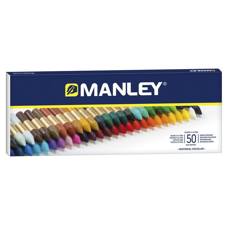 Manley Pack de 50 Ceras Blandas de Trazo Suave - Ideal para Tecnicas y Aplicaciones Variadas - Amplia Gama de Colores - Colores 