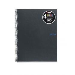 Miquel Rius Notebook4 Cuaderno de Espiral Formato A4 - 160 Hojas de 90gr Microperforadas con 4 Taladros - Cubiertas de Carton Ex